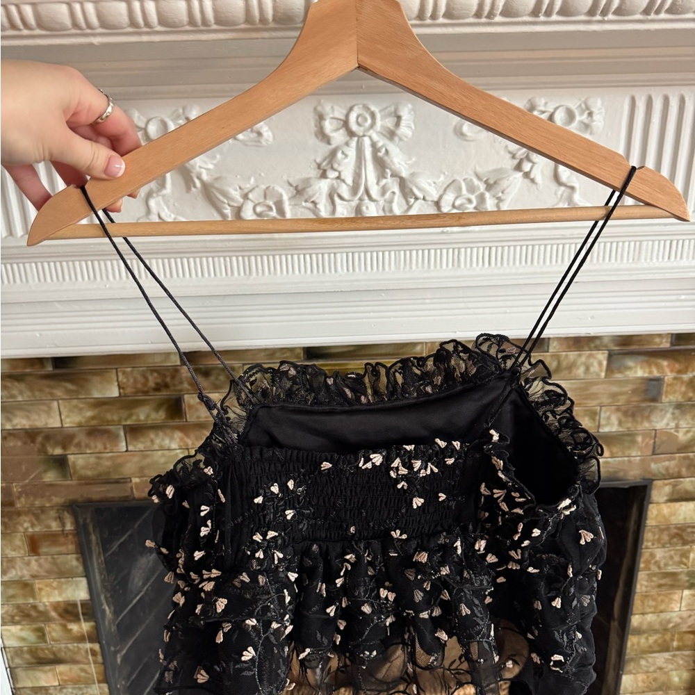 Black Ruffled Spaghetti Strap Top - image 2